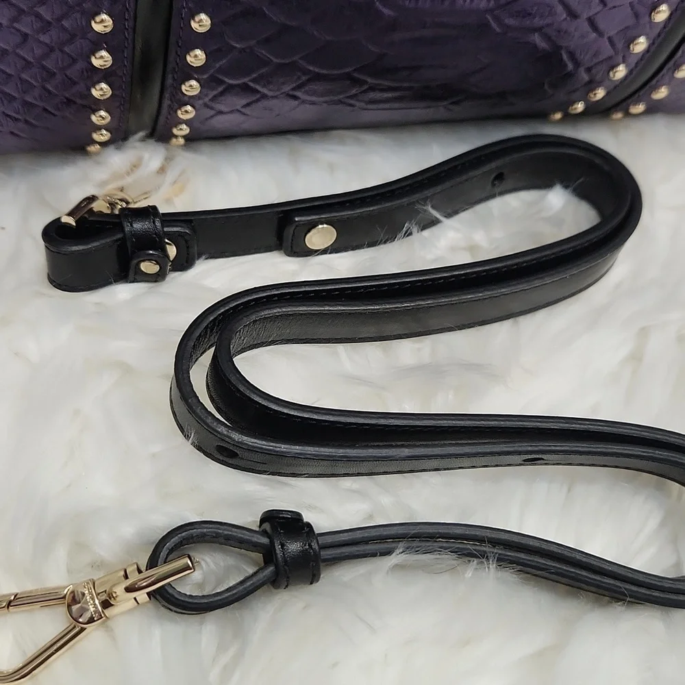 💜🔹️ Brahmin🔹️ Rare🔥 Small Caroline Ultraviolet Altair  Leather + Wallet Set - Picture 7 of 16